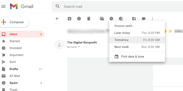 Gmail Snooze feature