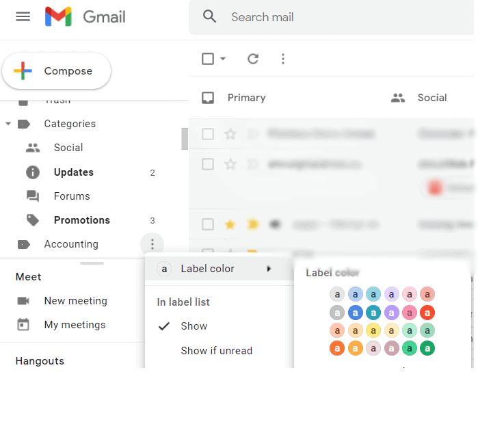 color coding a label