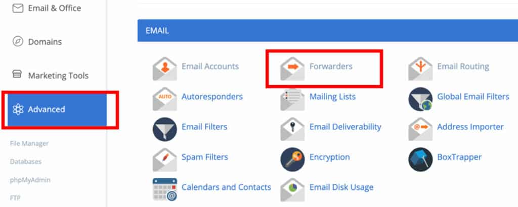 Bluehost advanced email settings