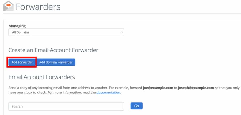 Bluehost email forwarding