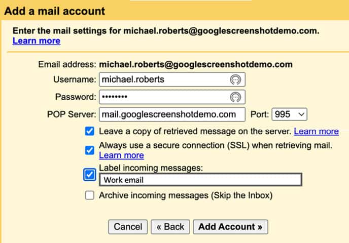 Configure Gmail to email host