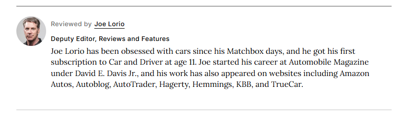 Car and Driver author bio