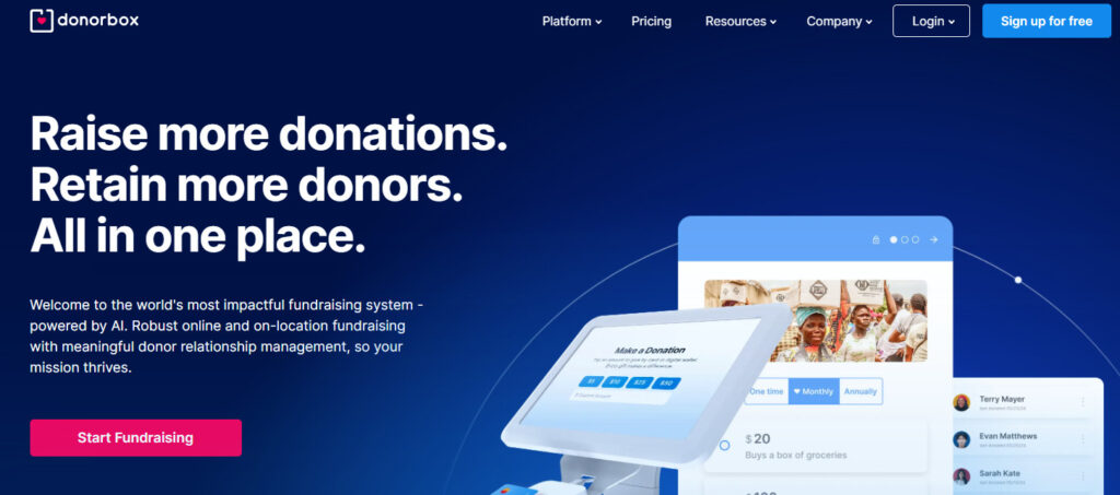 Donorbox homepage